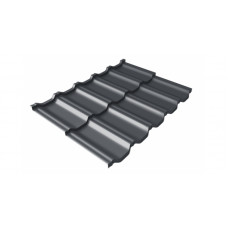 Модульная металлочерепица Grand Line Kvinta Uno 0.5 мм Rooftop бархат (RAL 7024 графитовый серый)