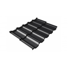 Модульная металлочерепица Grand Line Kvinta Uno 0.5 мм Rooftop бархат (RAL 9005 черный янтарь)