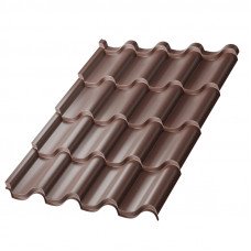 Металлочерепица Металл Профиль Монтерроса 0.5 мм Puretan (RAL 8017 шоколадно-коричневый)