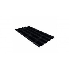 Металлочерепица Grand Line Kamea 0.5 мм Rooftop бархат (RAL 9005 черный янтарь)