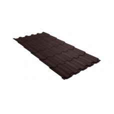 Металлочерепица Grand Line Kvinta Plus 0.5 мм Rooftop бархат (RAL 8017 шоколадно-коричневый)