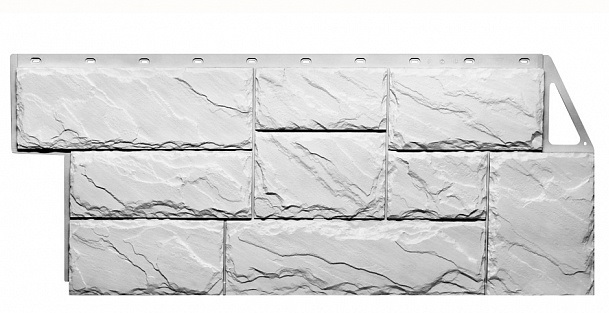 Фасадная панель FineBer Дачный Камень Крупный Белый 0,49 м2