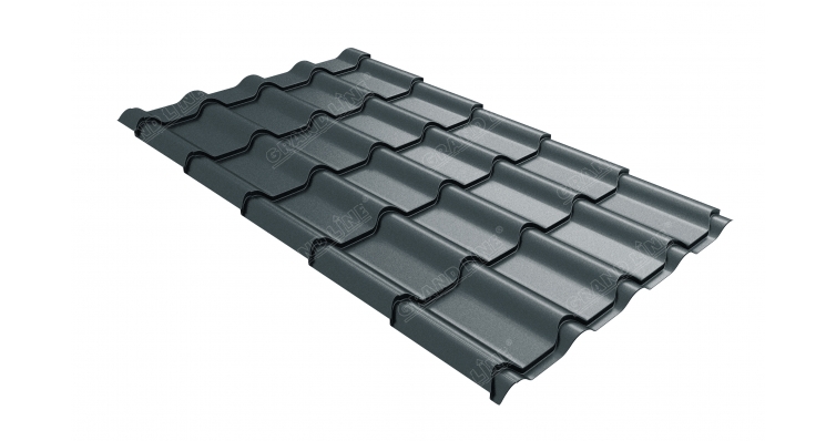 Металлочерепица Grand Line Kamea 0.5 мм Rooftop бархат (RAL 7016 антрацитово-серый)