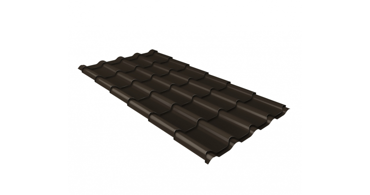 Металлочерепица Grand Line Kamea 0.5 мм Rooftop бархат (RR 32 темно-коричневый)