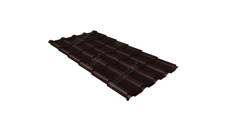 Металлочерепица Grand Line Kamea 0.5 мм Rooftop бархат (RAL 8017 шоколадно-коричневый)