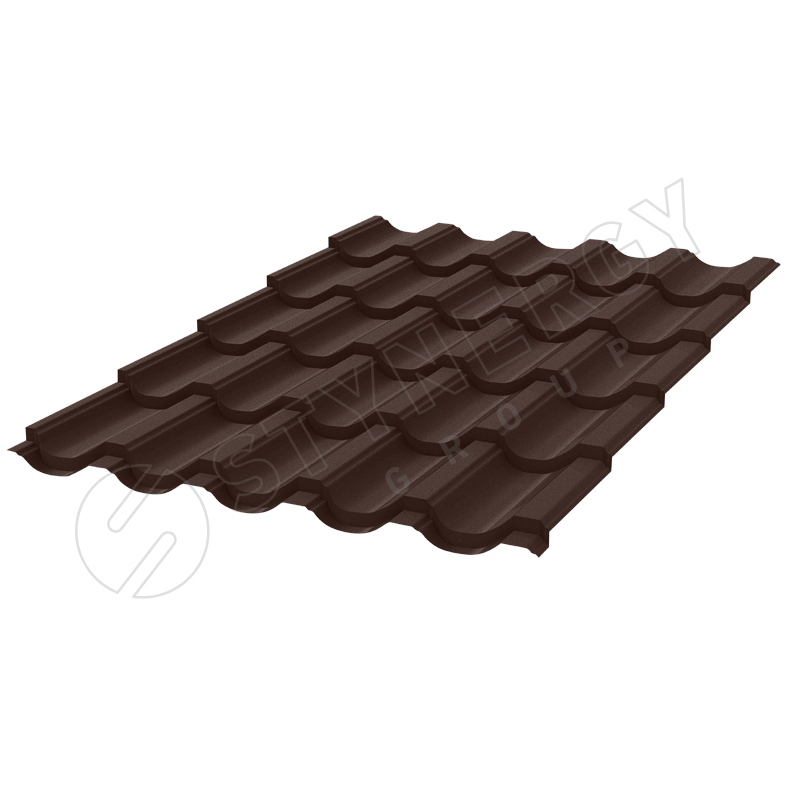Металлочерепица Stynergy Garda 0.5 мм Rooftop Кашемир матовый (RAL 8017 шоколадно-коричневый)